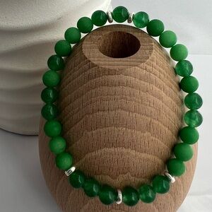 Green Jade and Aventurine Stretch Beaded Bracelet